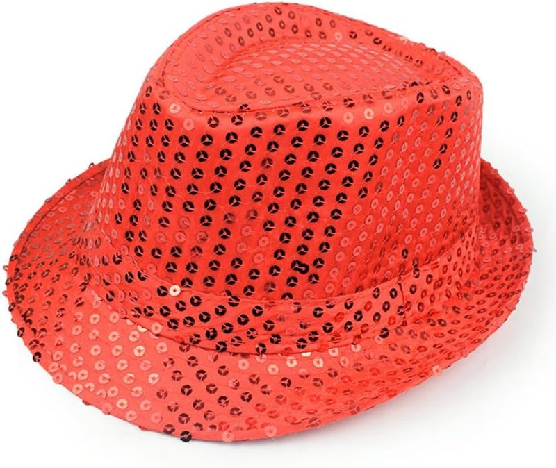 Ankelesz Sequin Hat for Man and Women,Western Sequin Fedora Hat Bling Dance Hats - Image 1